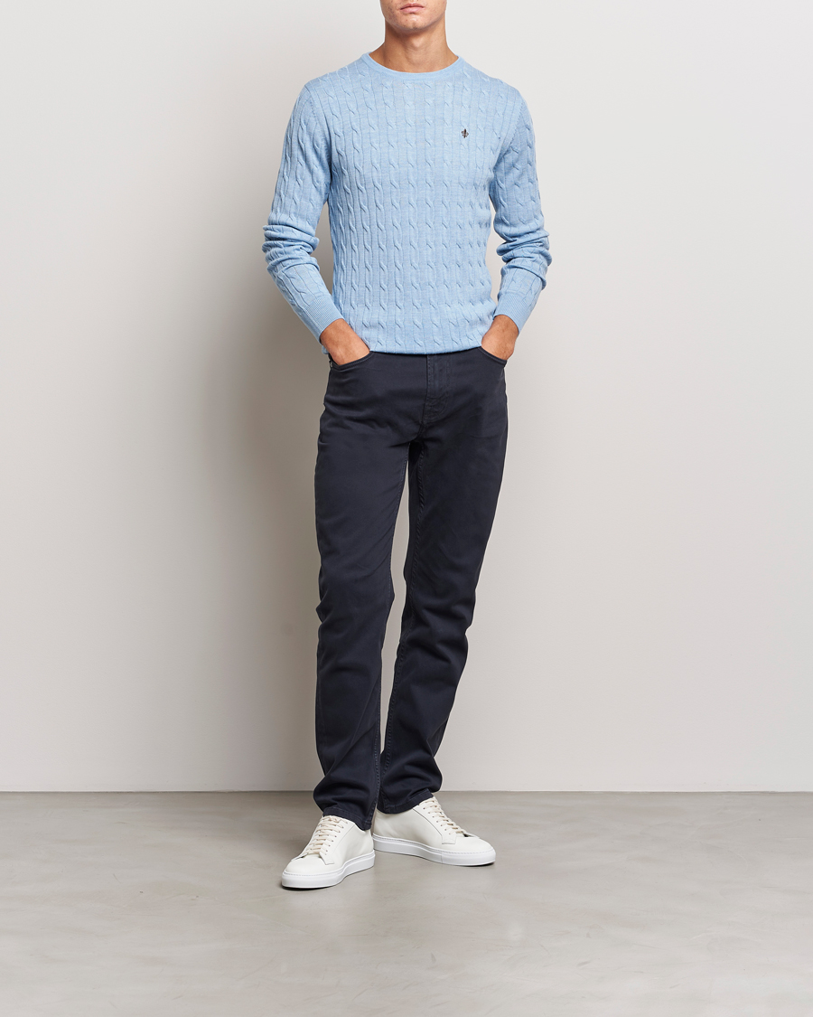 Heren | Broeken | Morris | James Brushed 5-Pocket Pant Blue