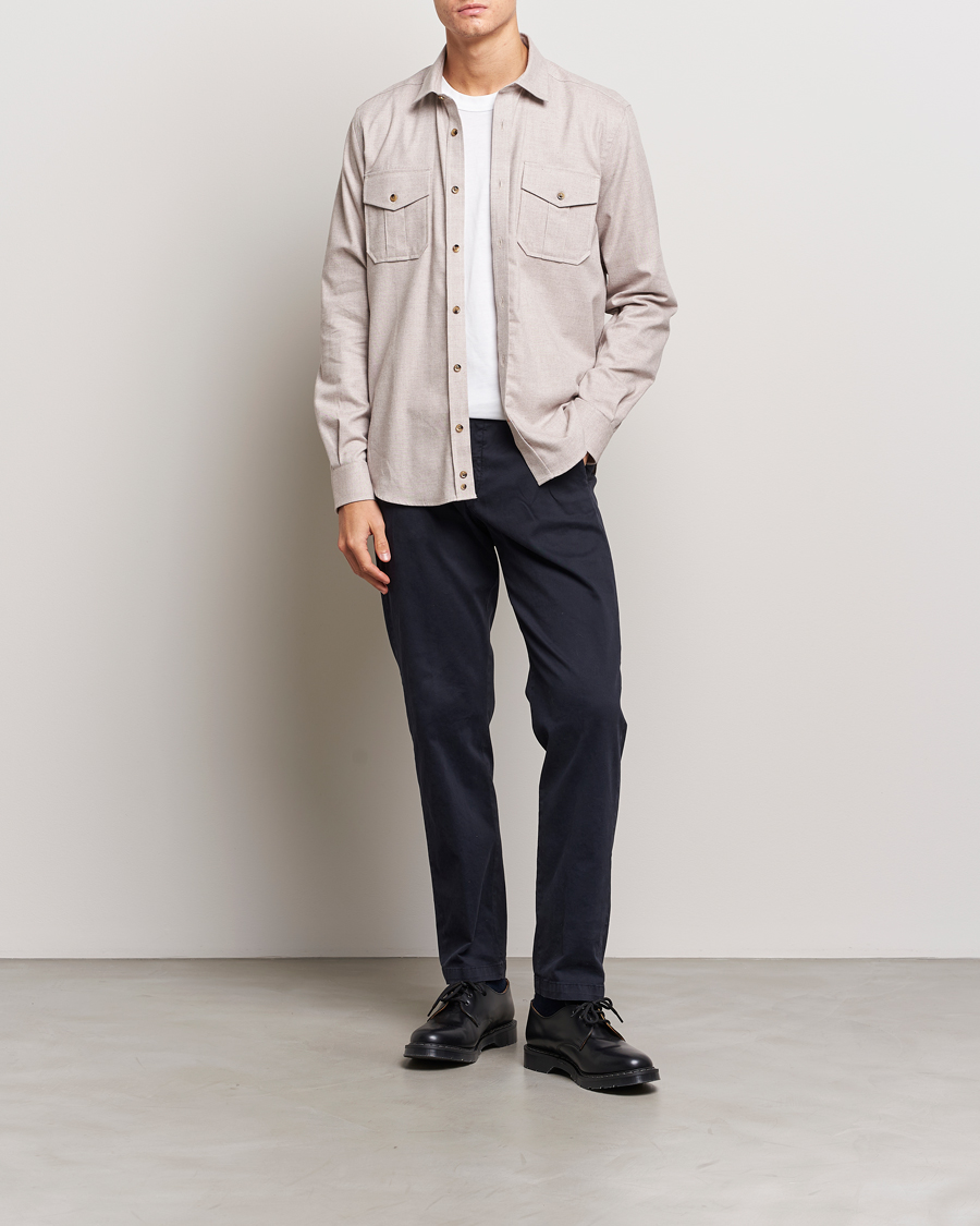 Heren | Overhemden | Morris | Weights Flanell Shirt Khaki