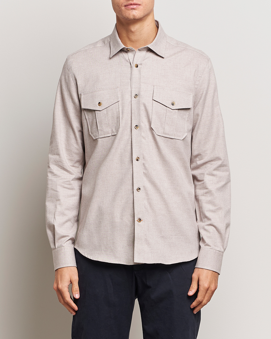 Heren | Overhemden | Morris | Weights Flanell Shirt Khaki