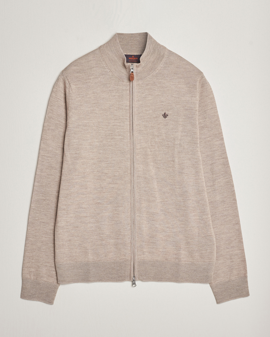 Heren | Truien | Morris | Merino Zip Cardigan Khaki