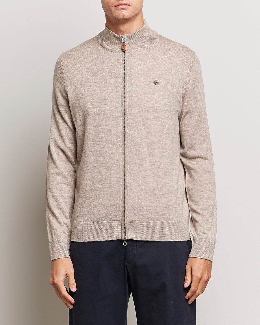 Heren | Truien | Morris | Merino Zip Cardigan Khaki