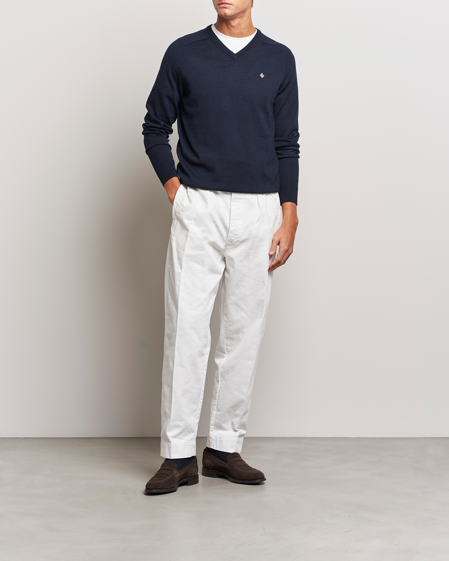 Heren | Truien | Morris | Merino V-neck Navy