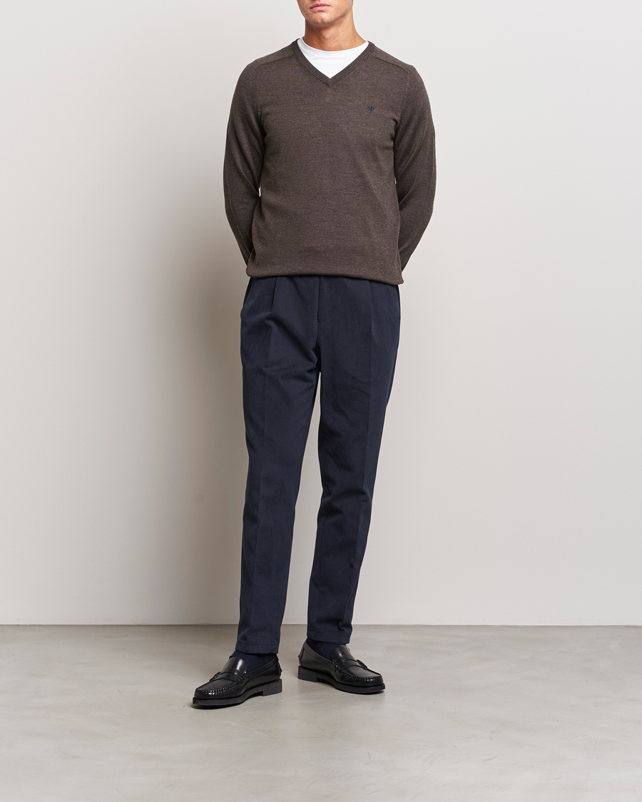 Heren | Truien | Morris | Merino V-neck Brown