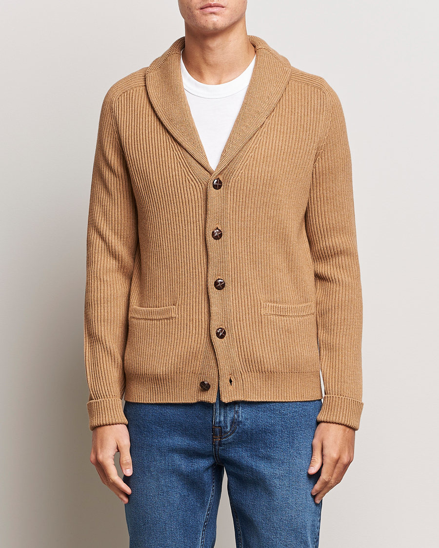 Heren | Truien | Morris | Brayden Shawl Cardigan Camel