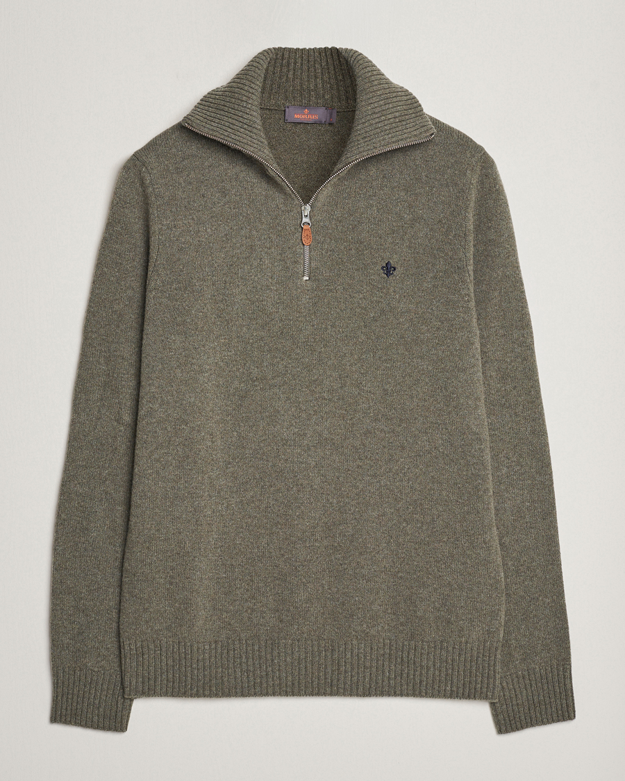 Heren | Truien | Morris | Newton Half Zip Olive