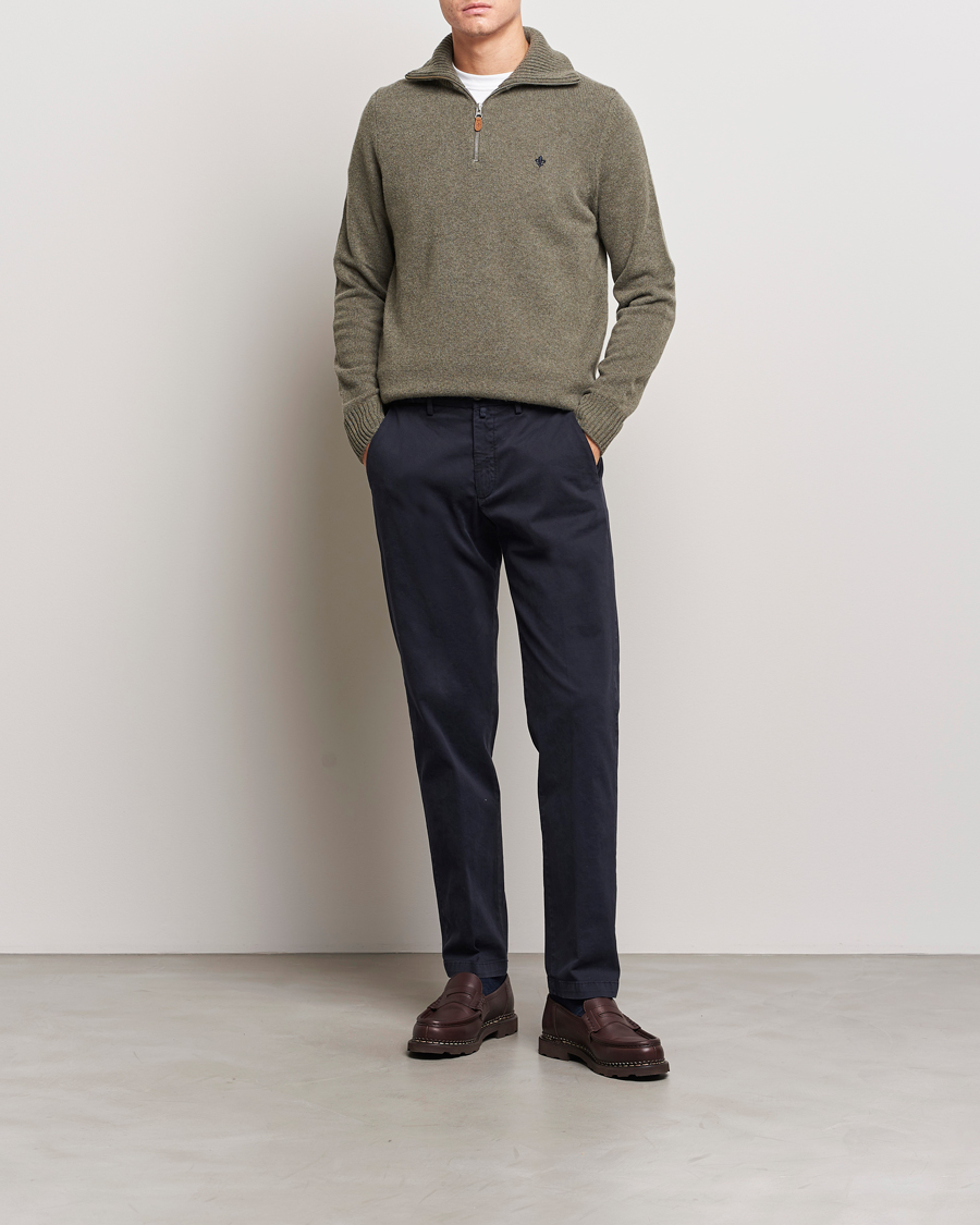 Heren | Truien | Morris | Newton Half Zip Olive