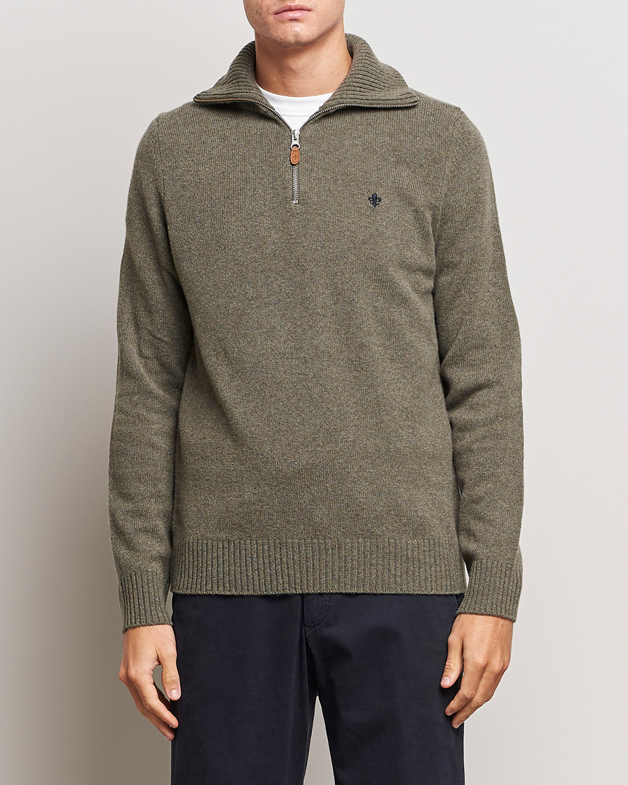 Heren | Truien | Morris | Newton Half Zip Olive