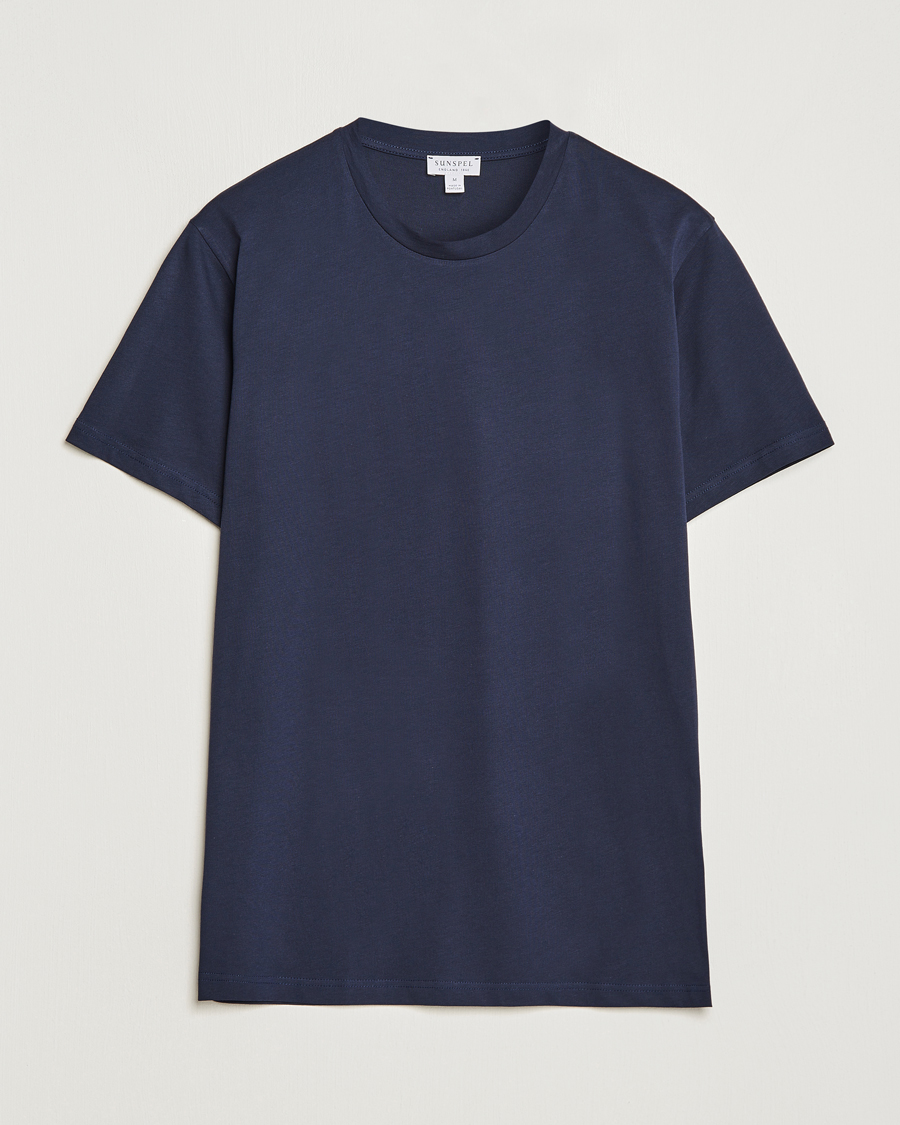 Heren | T-shirts | Sunspel | Riviera Midweight T-Shirt Navy
