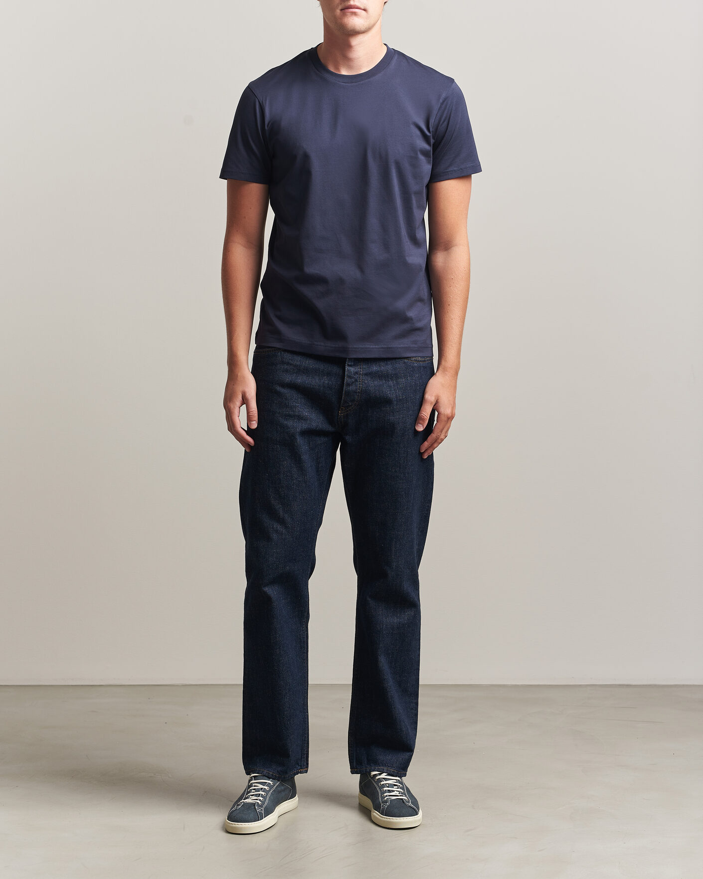 Heren | T-shirts | Sunspel | Riviera Midweight T-Shirt Navy