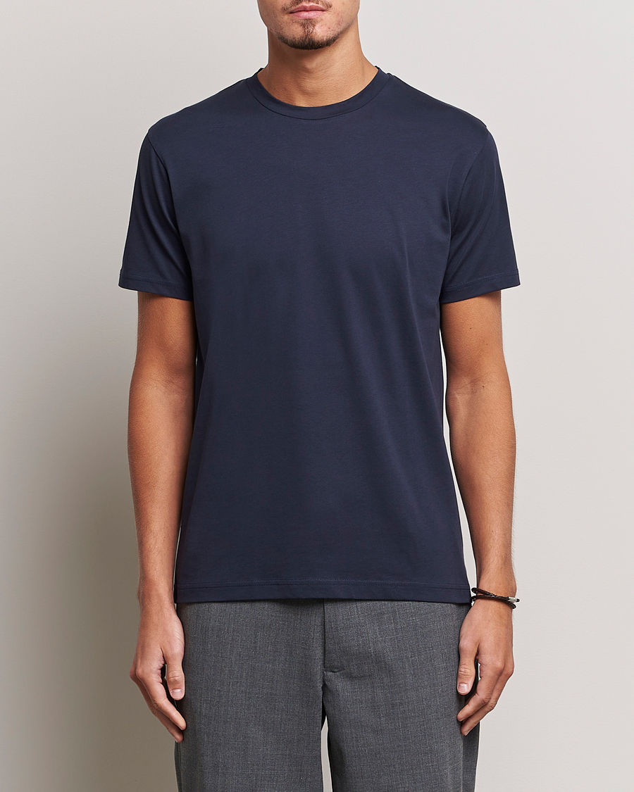 Heren | T-shirts met korte mouwen | Sunspel | Riviera Midweight Tee Navy