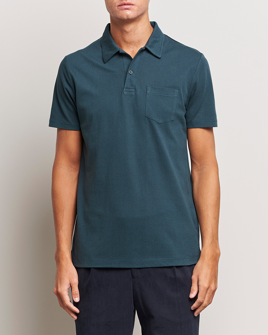 Heren | Poloshirts met korte mouwen | Sunspel | Riviera Polo Shirt Peacock