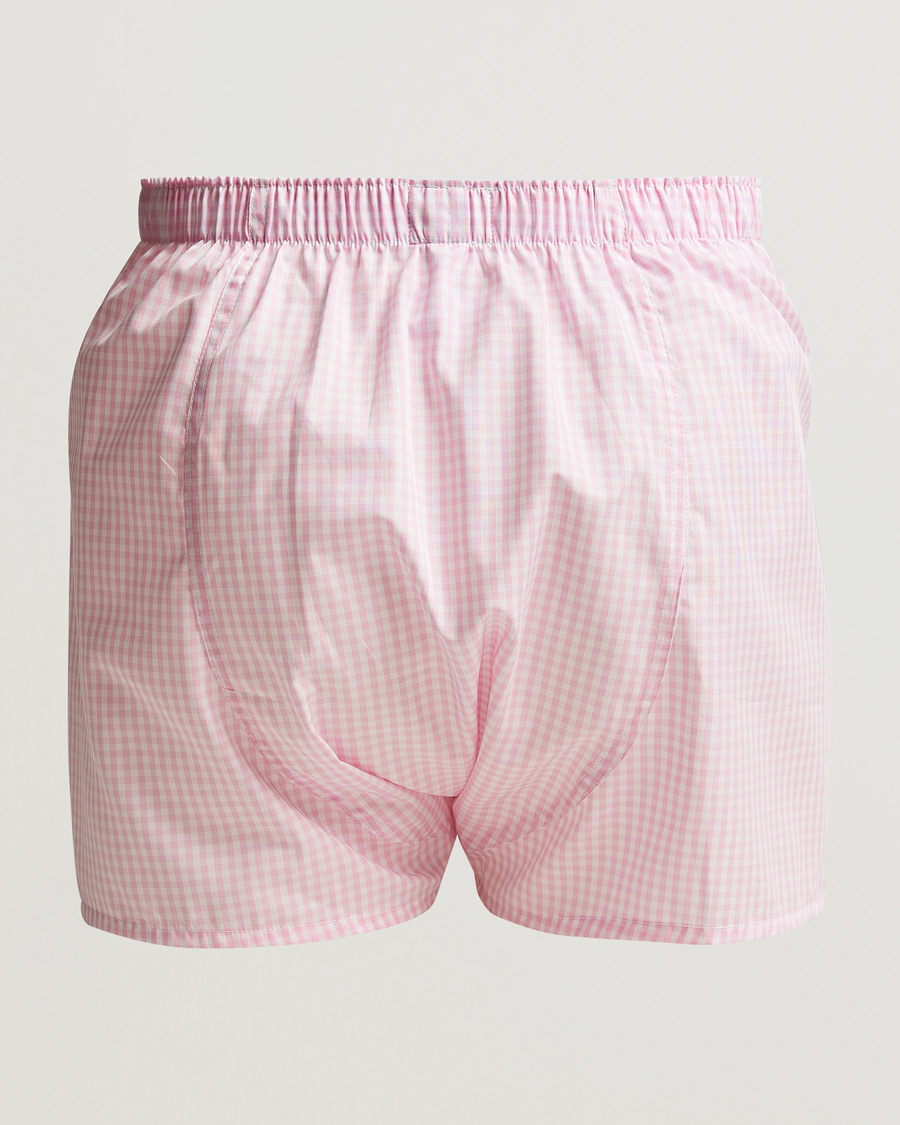 Heren | Sunspel | Sunspel | Cotton Gingham Boxer Pink