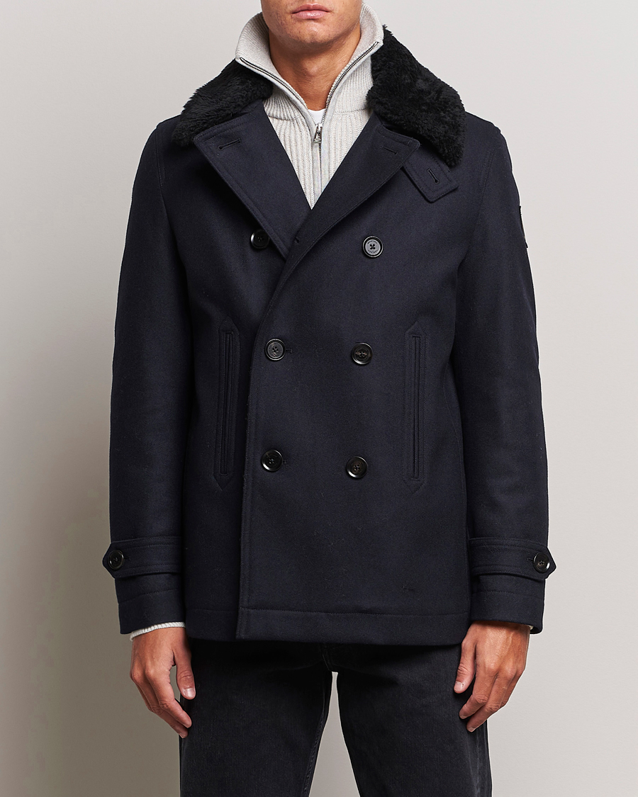 Heren | Jassen | Belstaff | Ashridge Sherling Wool Peacoat Dark Ink