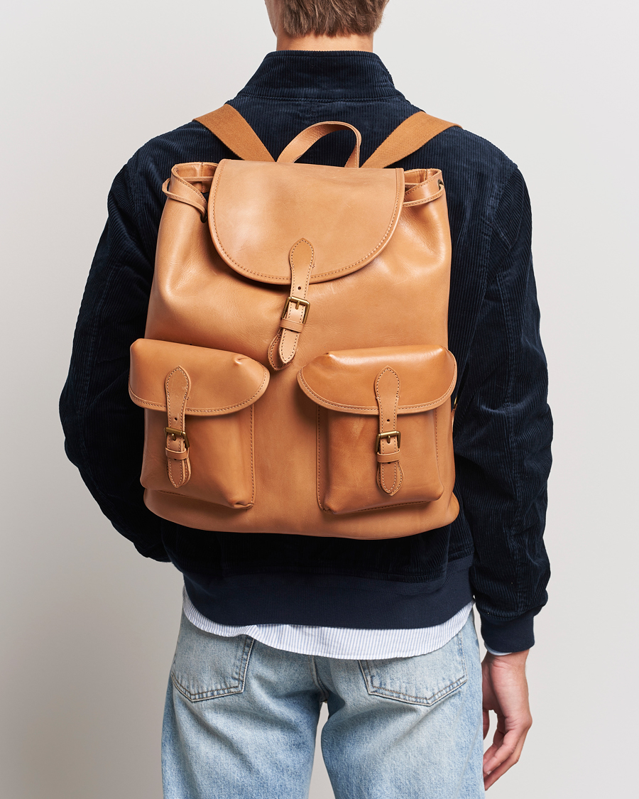 Men | Accessories | Polo Ralph Lauren | Heritage Leather Backpack Tan