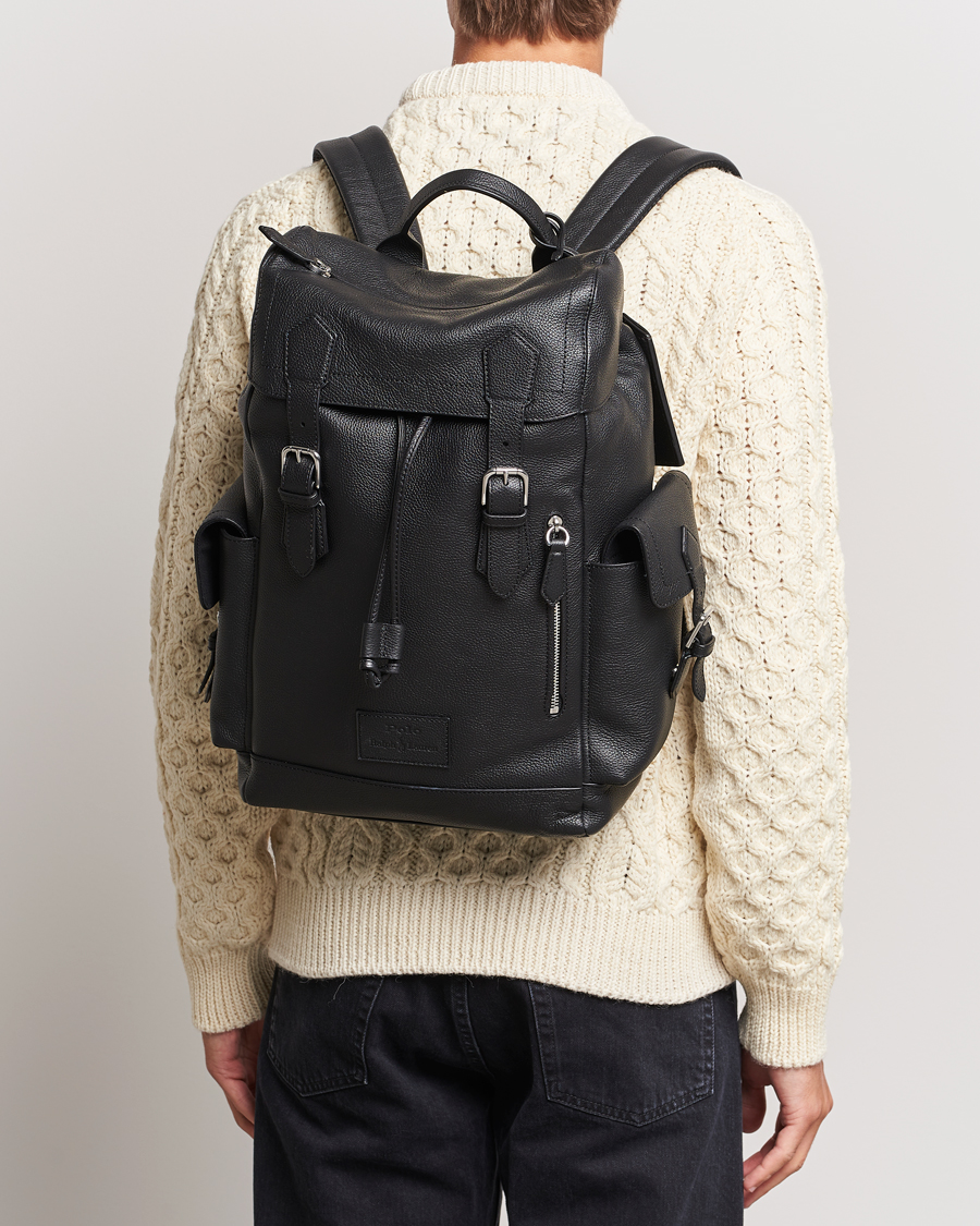 Heren | Polo Ralph Lauren Flap Leather Backpack Black | Polo Ralph Lauren | Flap Leather Backpack Black