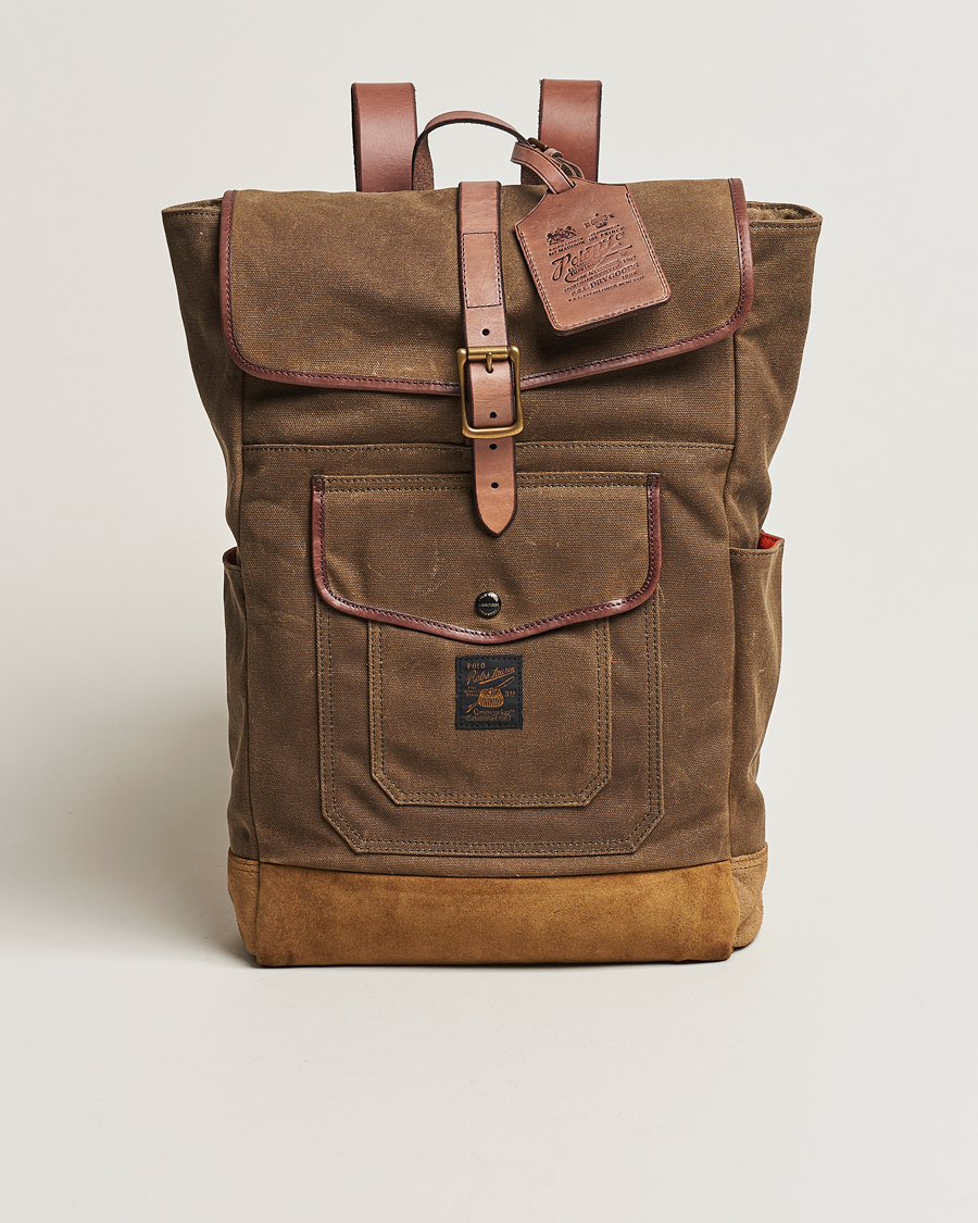 Heren | Polo Ralph Lauren Zip Top Oil Cloth Backpack Olive | Polo Ralph Lauren | Zip Top Oil Cloth Backpack Olive