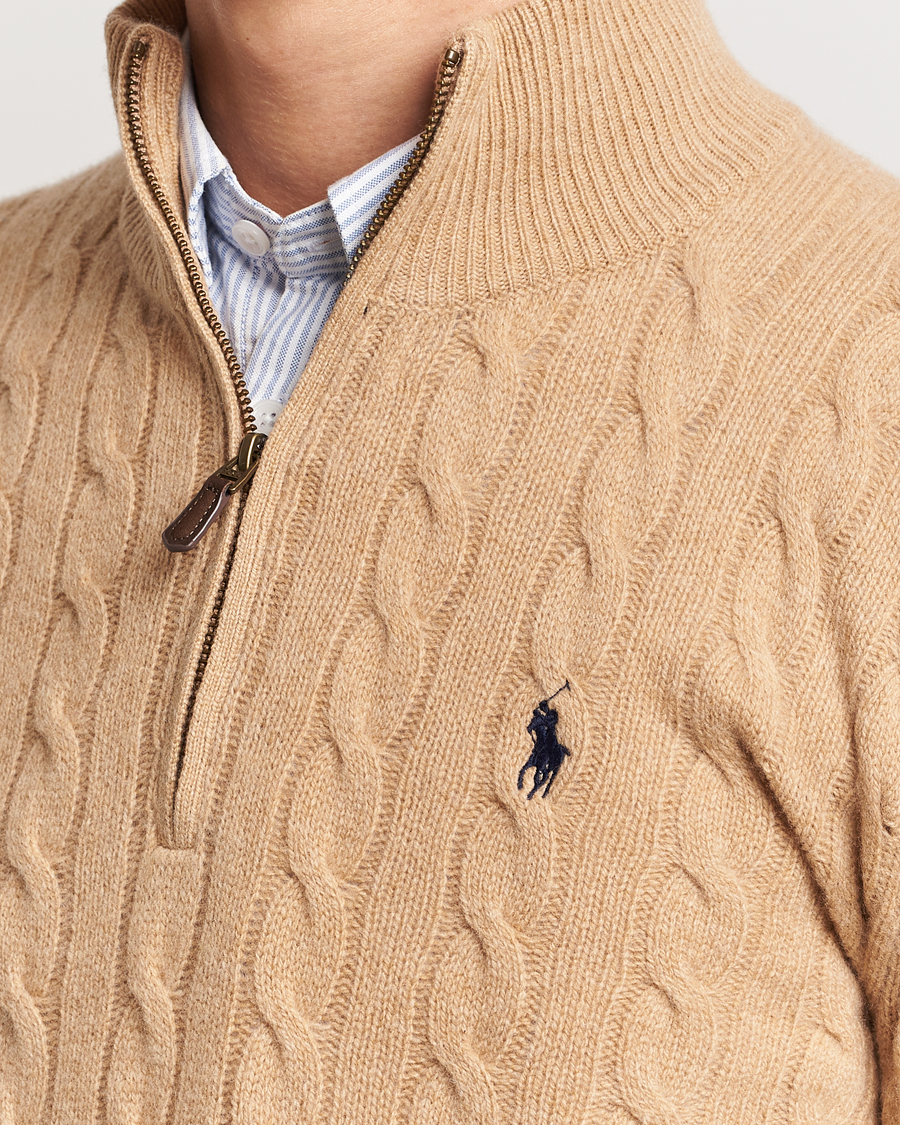 Heren | Truien | Polo Ralph Lauren | Wool/Cashmere Cable Half Zip Camel Melange