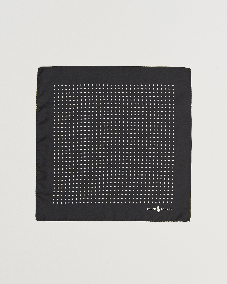 Heren | Polo Ralph Lauren Silk Dot Pocket Square Black/White | Polo Ralph Lauren | Silk Dot Pocket Square Black/White