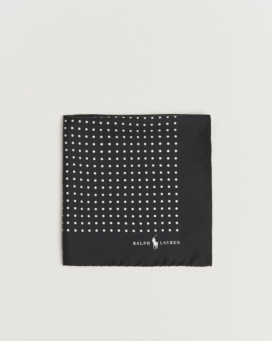 Heren | Polo Ralph Lauren Silk Dot Pocket Square Black/White | Polo Ralph Lauren | Silk Dot Pocket Square Black/White