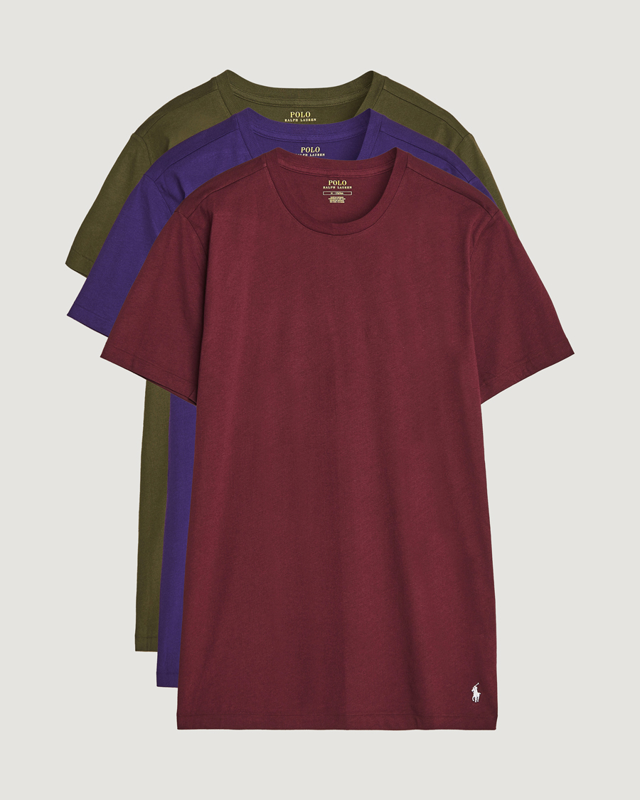 Heren |  | Polo Ralph Lauren | 3-Pack Crew Neck T-Shirt Wine/Green/Purple