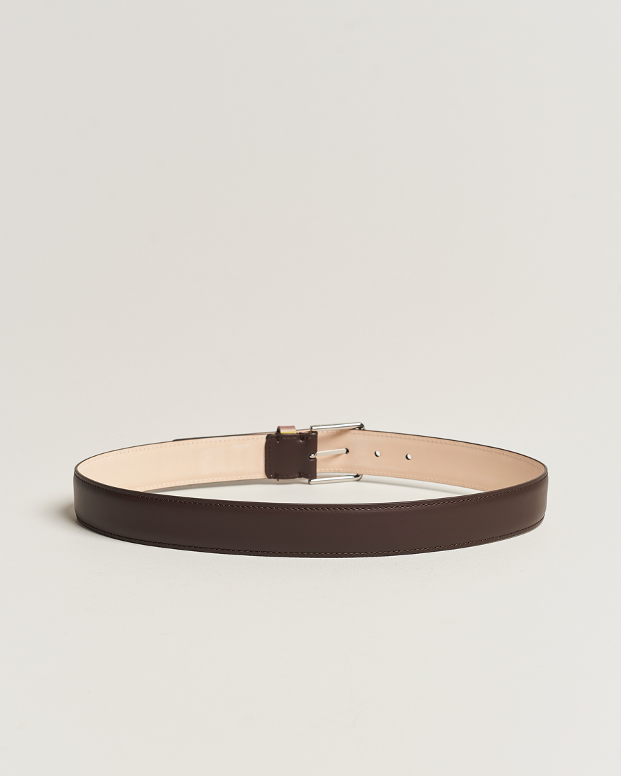 Heren |  | Paul Smith | Leather Stripe Belt Dark Brown