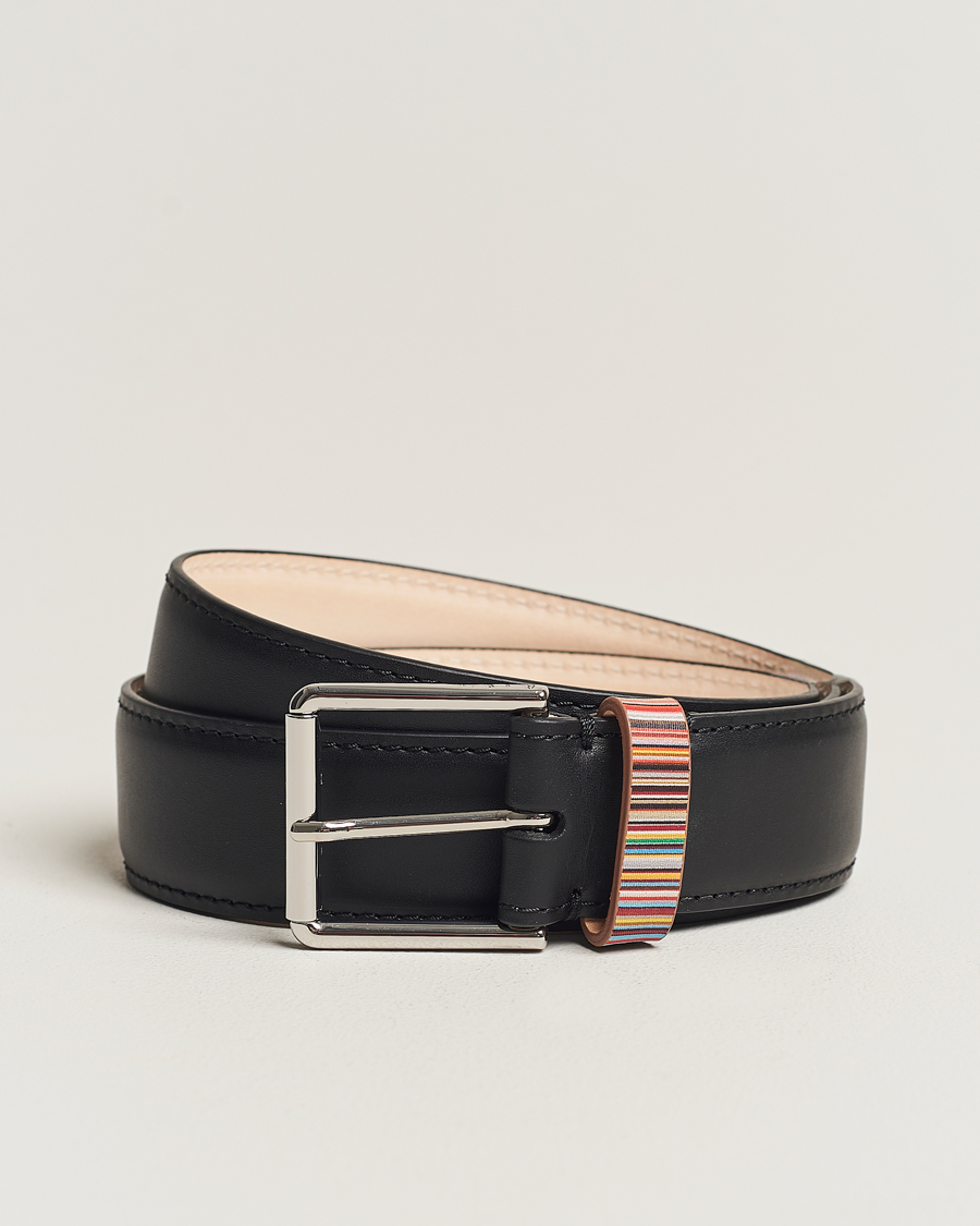 Heren | Paul Smith Leather Stripe Belt Black | Paul Smith | Leather Stripe Belt Black