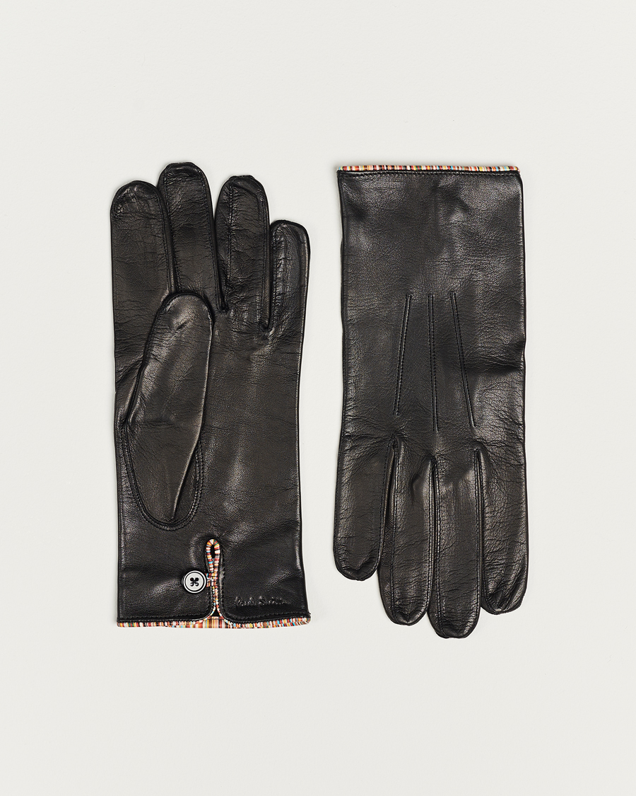 Heren | Paul Smith Leather Striped Piping Glove Black | Paul Smith | Leather Striped Piping Glove Black