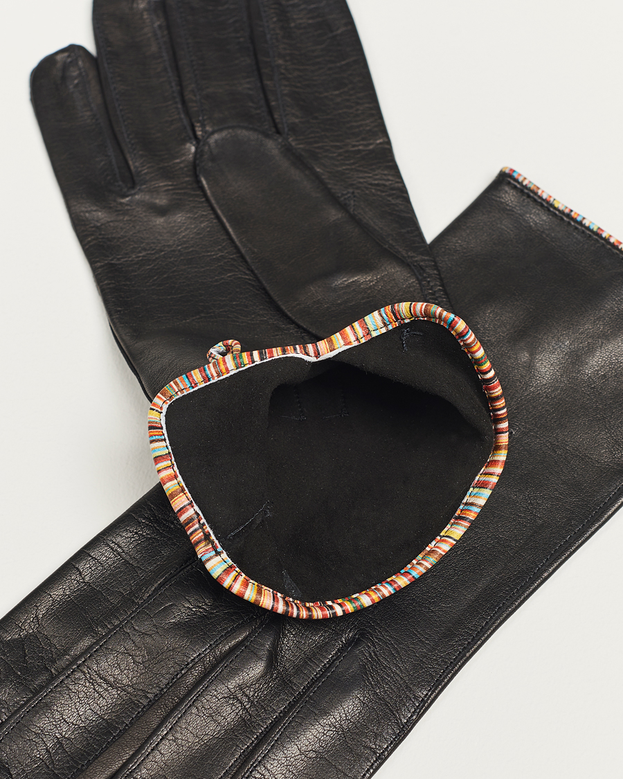 Heren | Paul Smith Leather Striped Piping Glove Black | Paul Smith | Leather Striped Piping Glove Black
