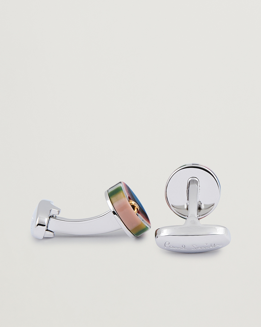 Heren | Manchetknopen | Paul Smith | Button Stripe Cufflink Silver