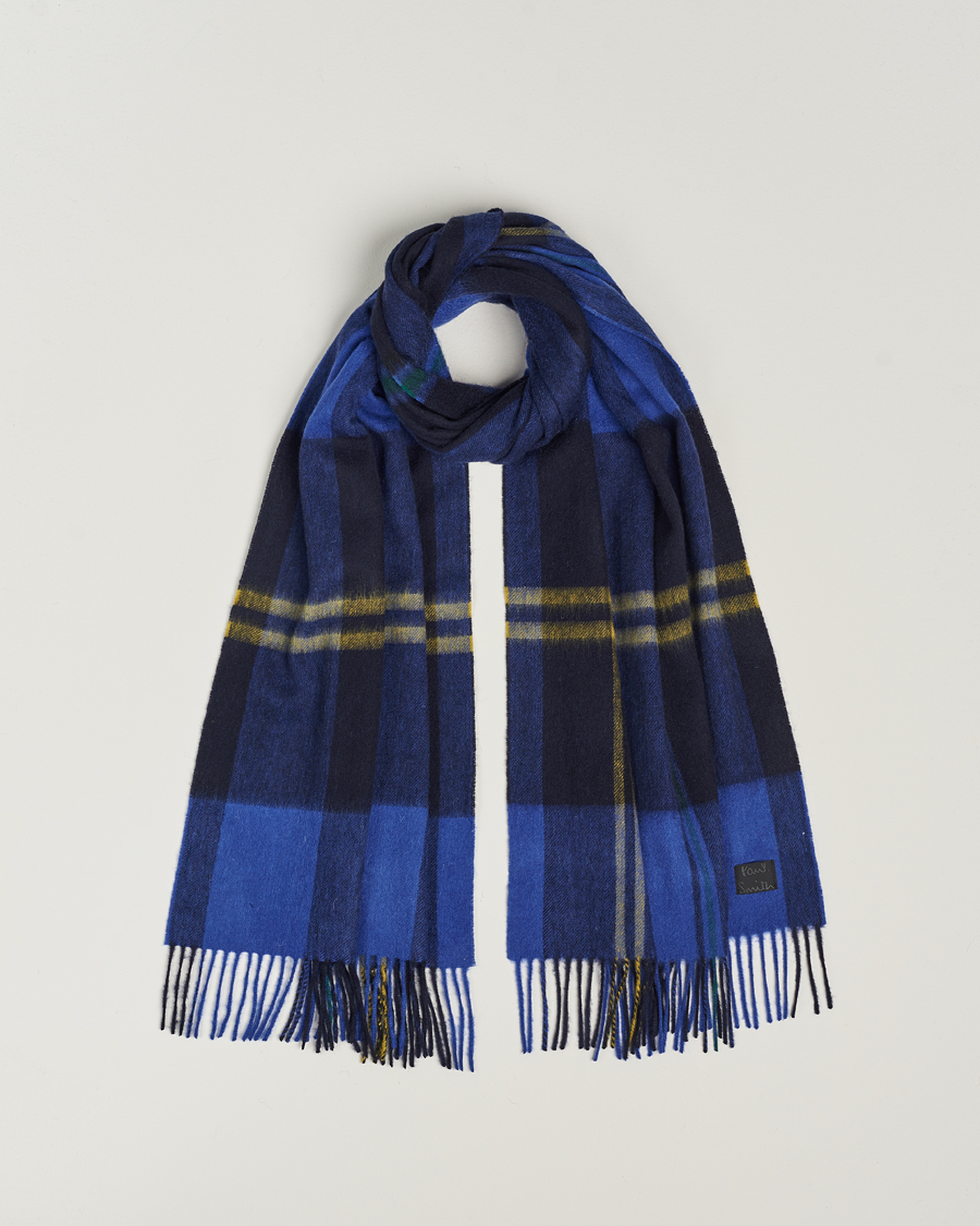 Heren | Paul Smith Lambswool Checked Scarf Blue Multi | Paul Smith | Lambswool Checked Scarf Blue Multi