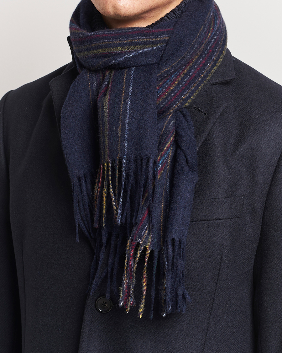Heren | Paul Smith Lambswool/Cashmere Signature Scarf Navy | Paul Smith | Lambswool/Cashmere Signature Scarf Navy