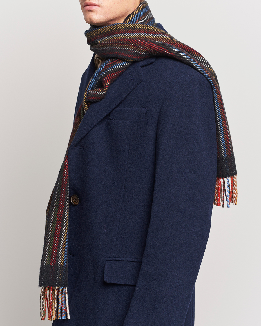 Heren |  | Paul Smith | Wool/Cashmere Stripe Herringbone Scarf Multi