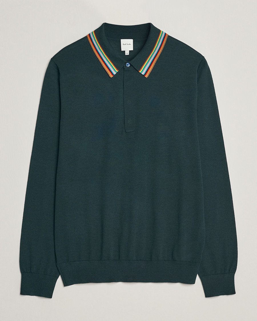 Heren | Truien | Paul Smith | Wool/Silk Knitted Polo Dark Green