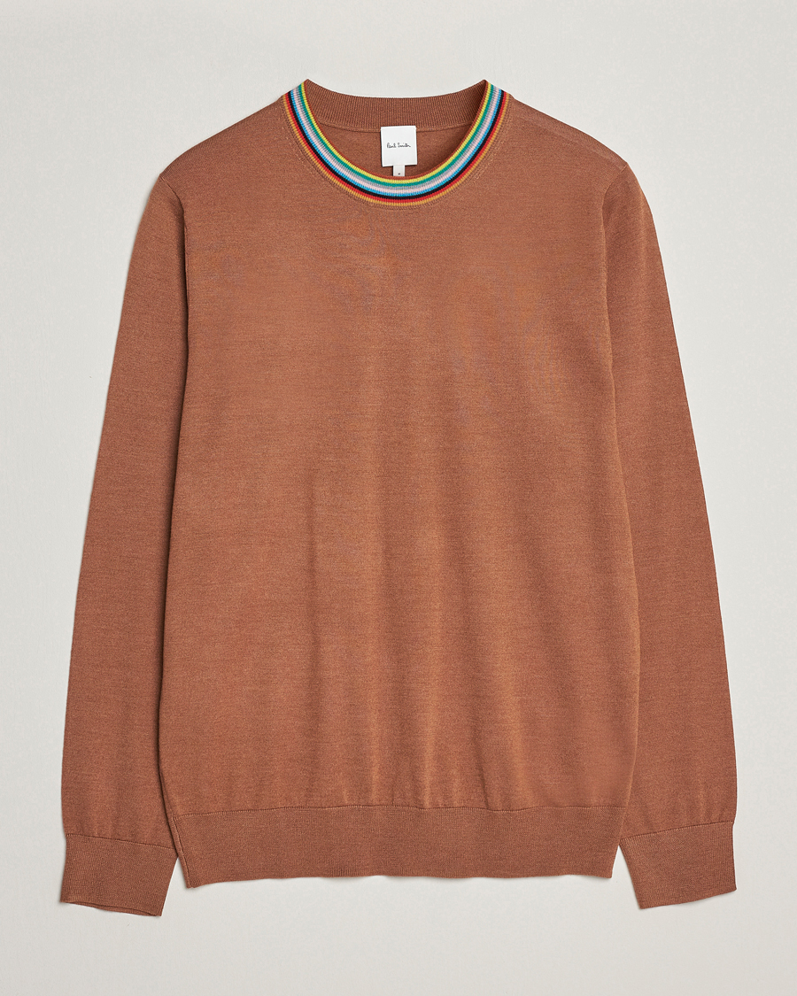 Heren | Truien | Paul Smith | Wool/Silk Knitted Crew Neck Brown