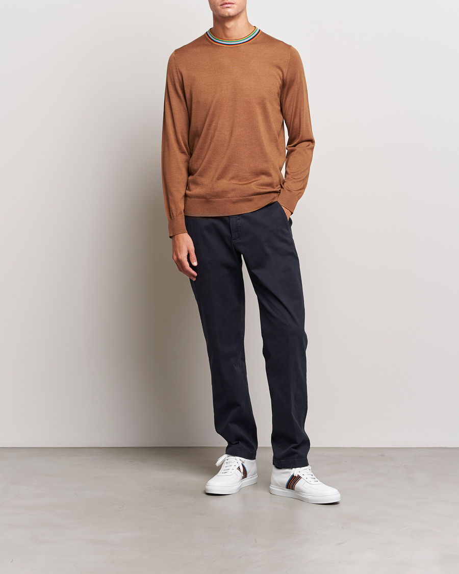 Heren | Truien | Paul Smith | Wool/Silk Knitted Crew Neck Brown