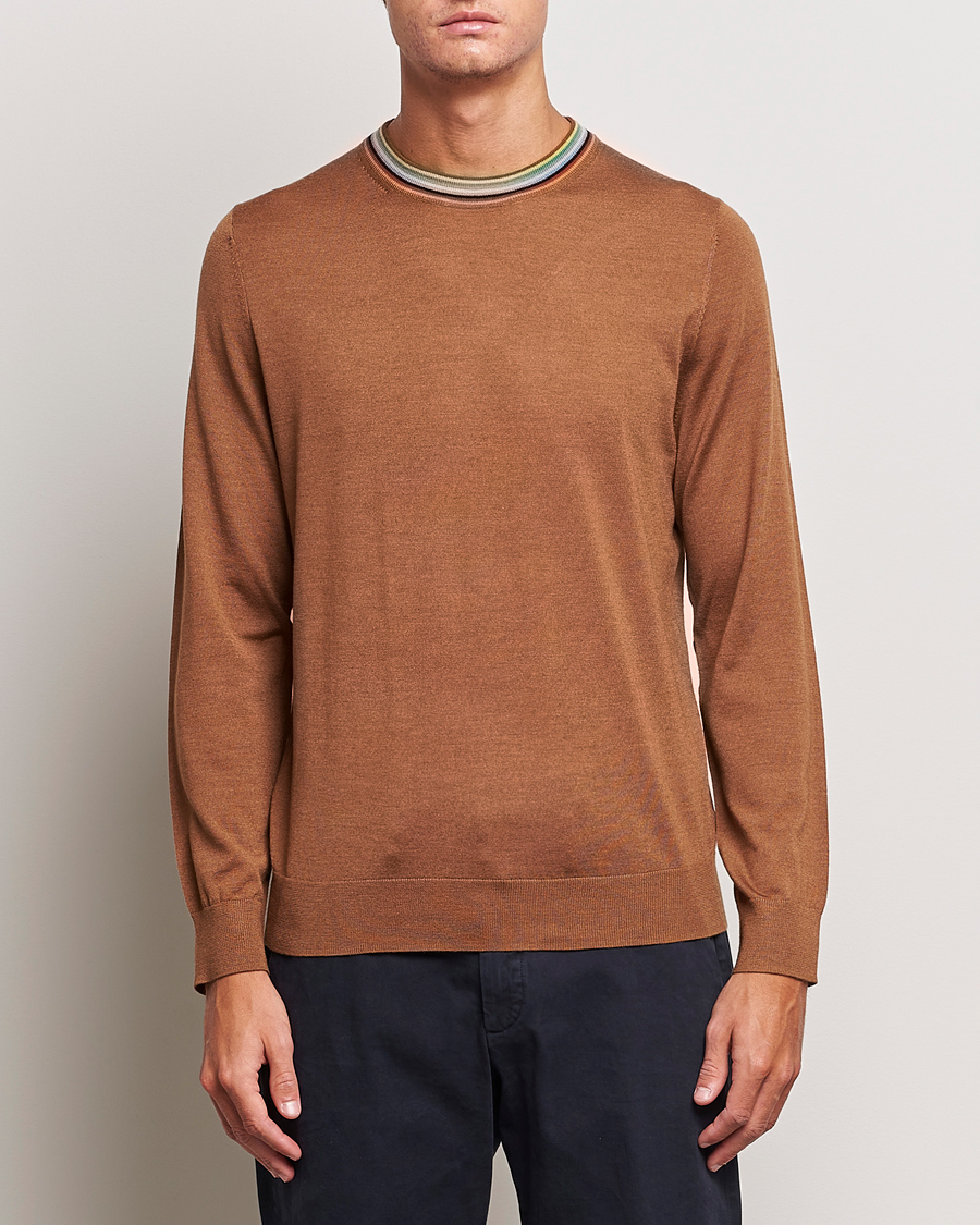 Heren | Truien | Paul Smith | Wool/Silk Knitted Crew Neck Brown
