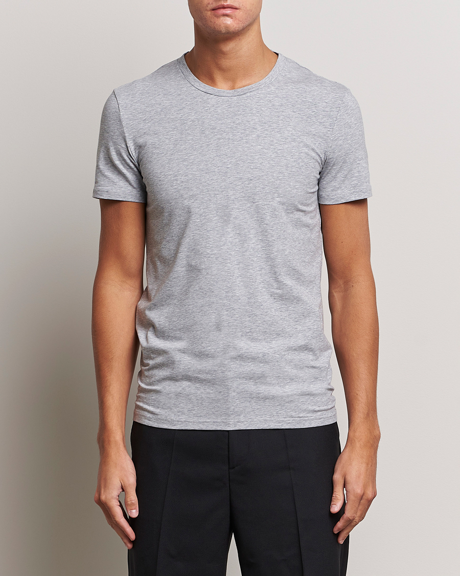 Heren | Zegna | Zegna | Stretch Cotton Round Neck T-Shirt Grey Melange