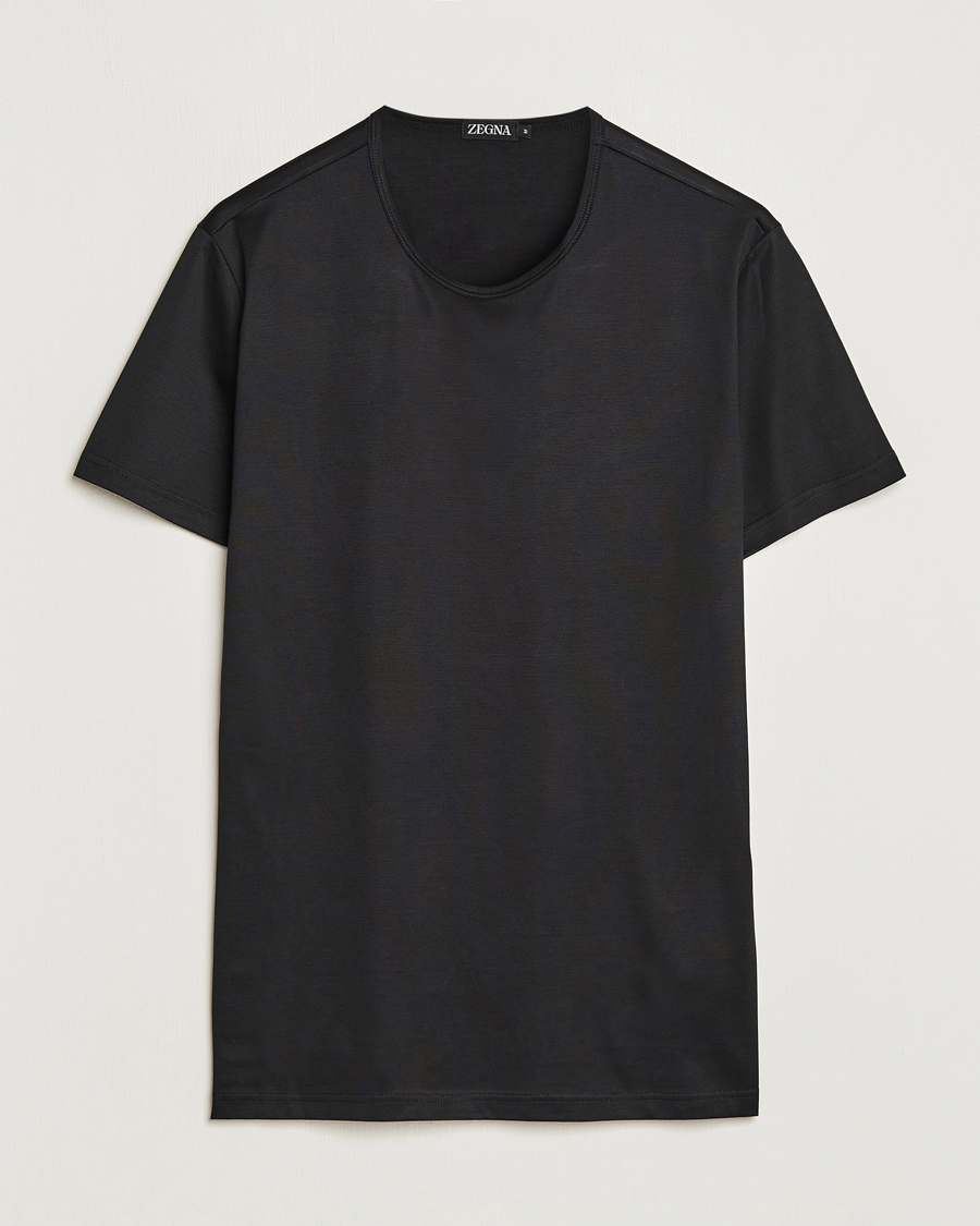 Heren | Zegna | Zegna | Filoscozia Pure Cotton Round Neck T-Shirt Black
