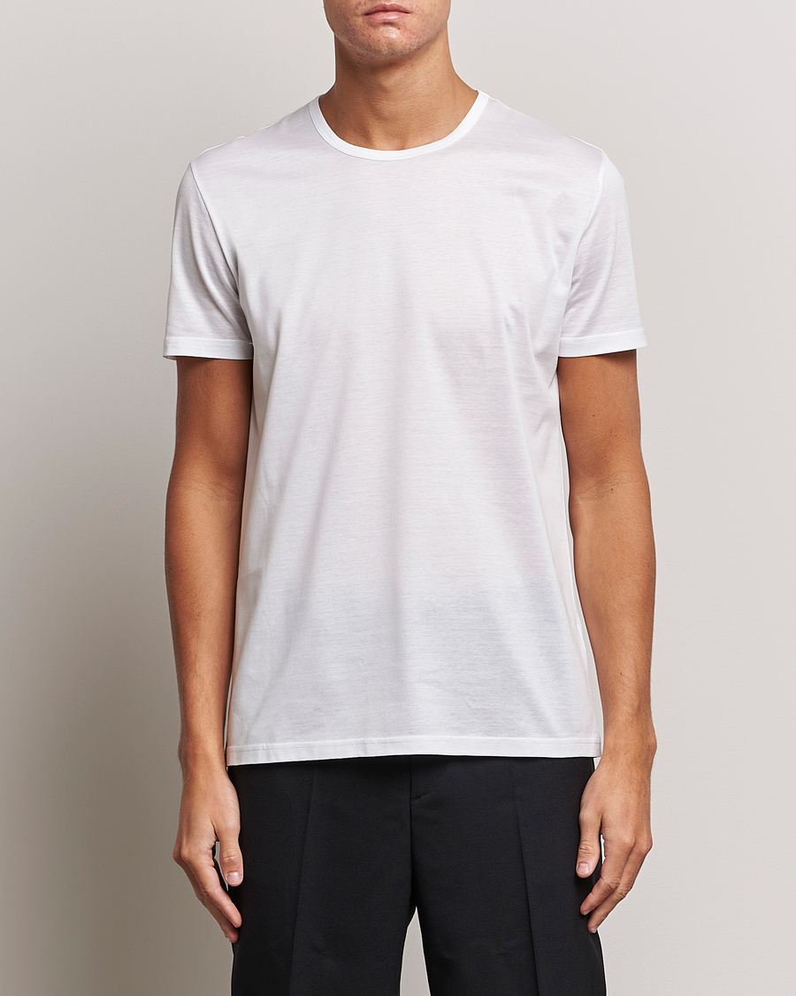 Heren | Quiet Luxury | Zegna | Filoscozia Pure Cotton Round Neck T-Shirt White