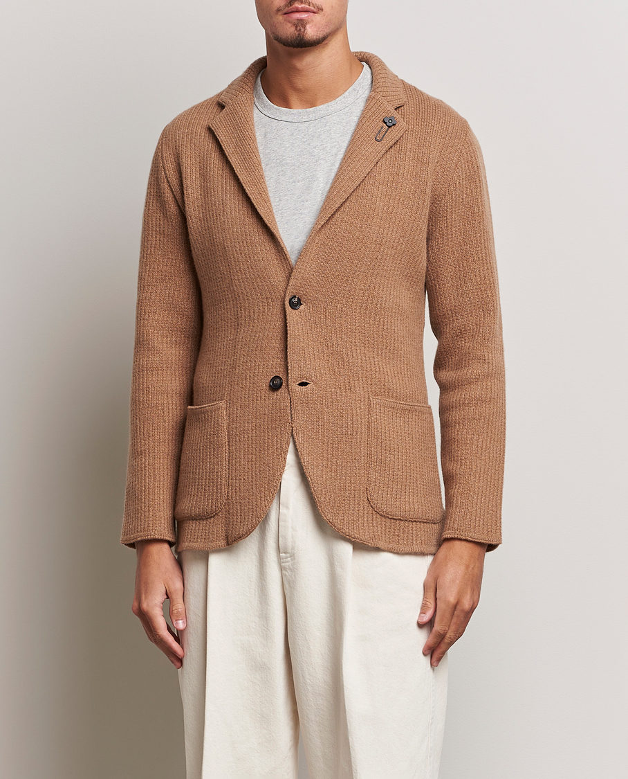 Heren |  | Lardini | Knitted Cashmere Blazer Beige