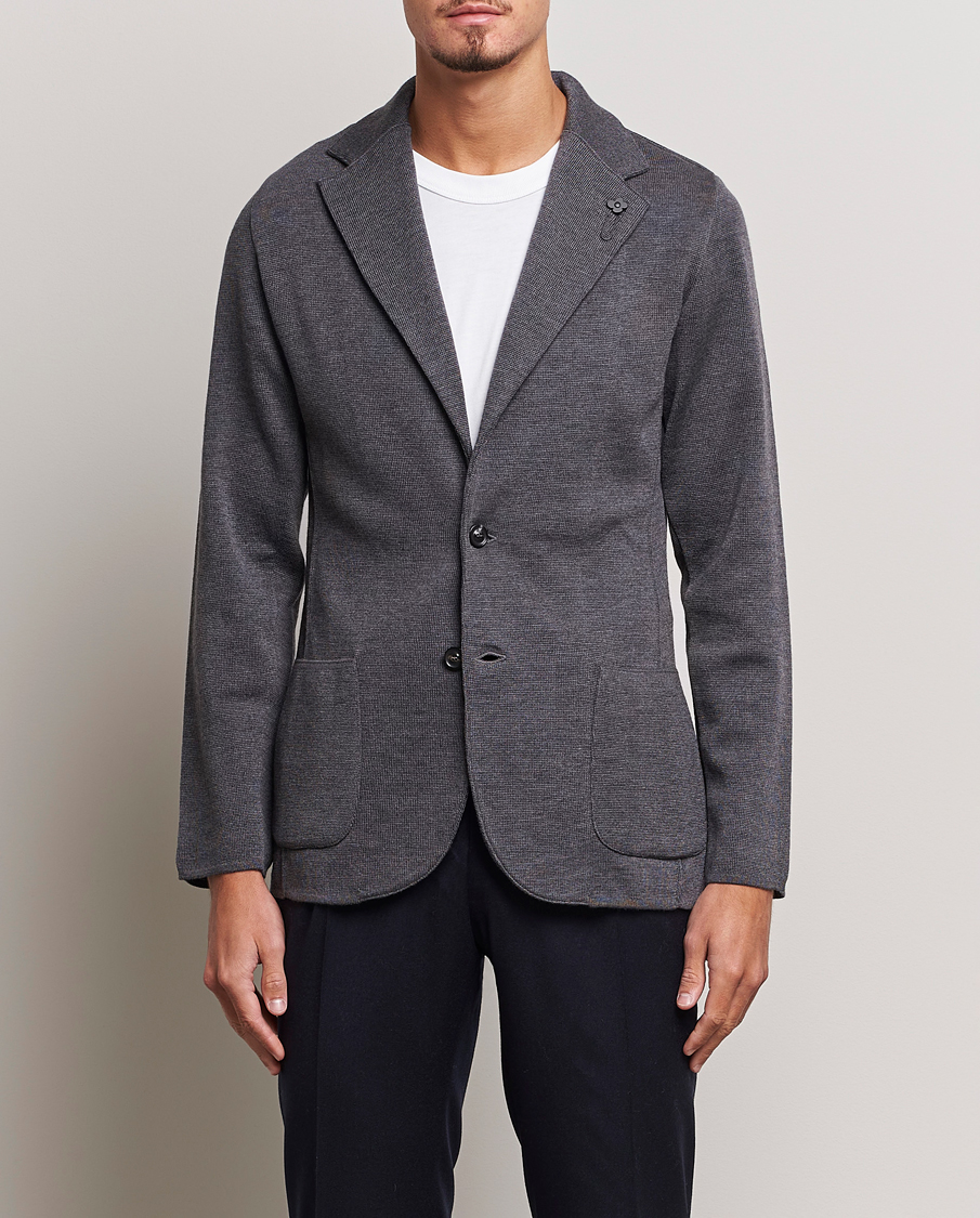 Heren | Blazers | Lardini | Knitted Wool Blazer Grey
