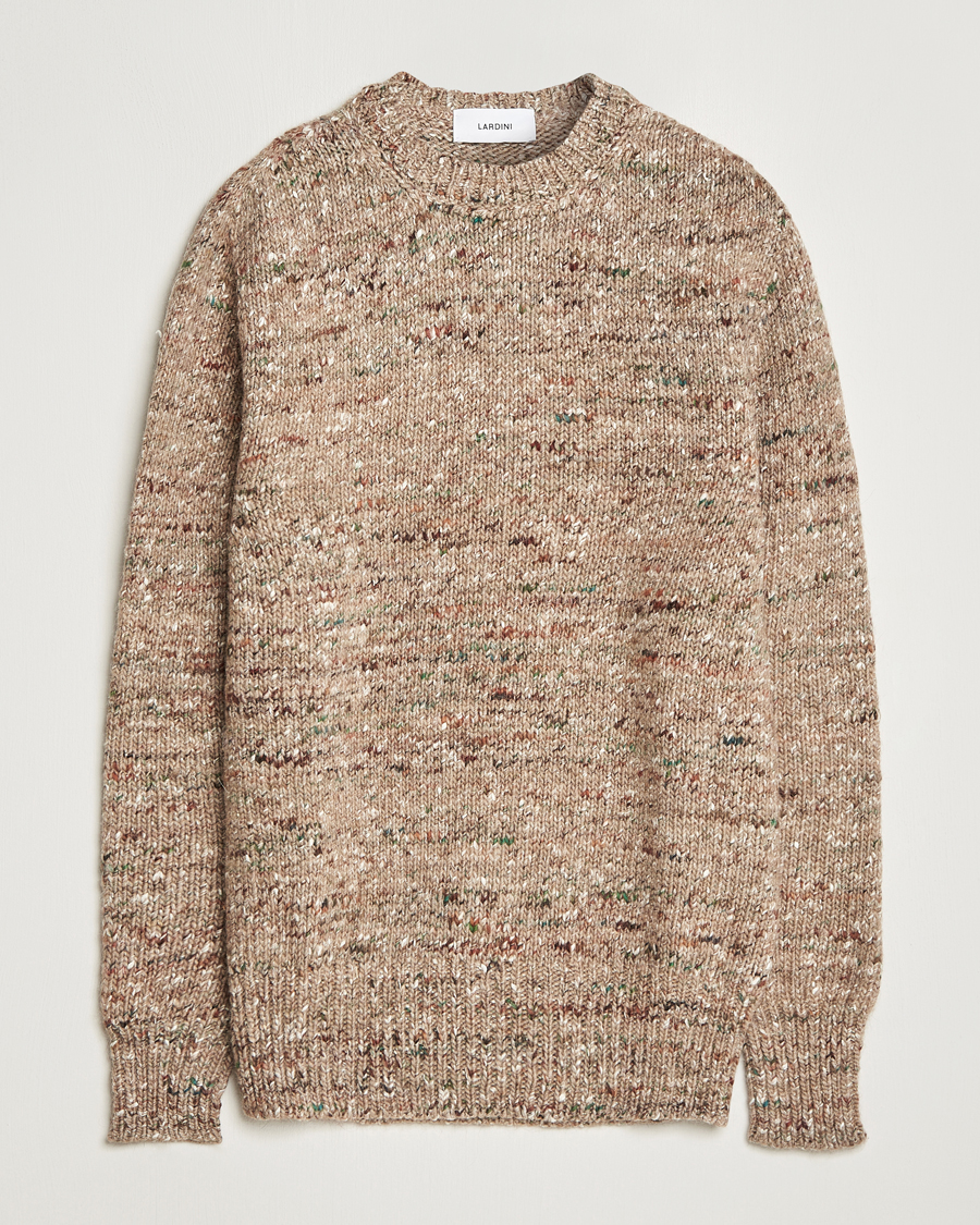 Heren | Truien | Lardini | Wool/Alpaca/Silk Boucle Roundneck Beige
