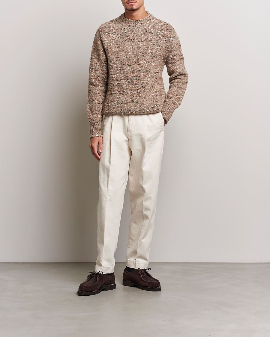 Heren | Truien | Lardini | Wool/Alpaca/Silk Boucle Roundneck Beige