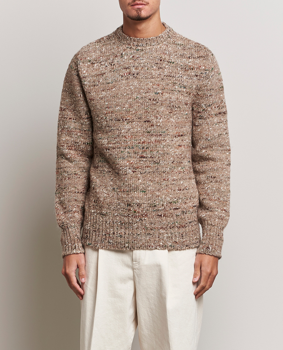 Heren | Truien | Lardini | Wool/Alpaca/Silk Boucle Roundneck Beige