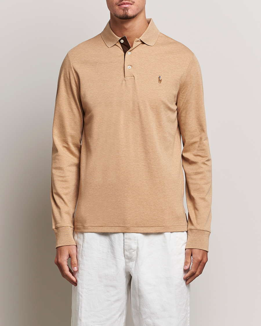 Heren |  | Polo Ralph Lauren | Luxury Pima Cotton Long Sleeve Polo Camel Heather