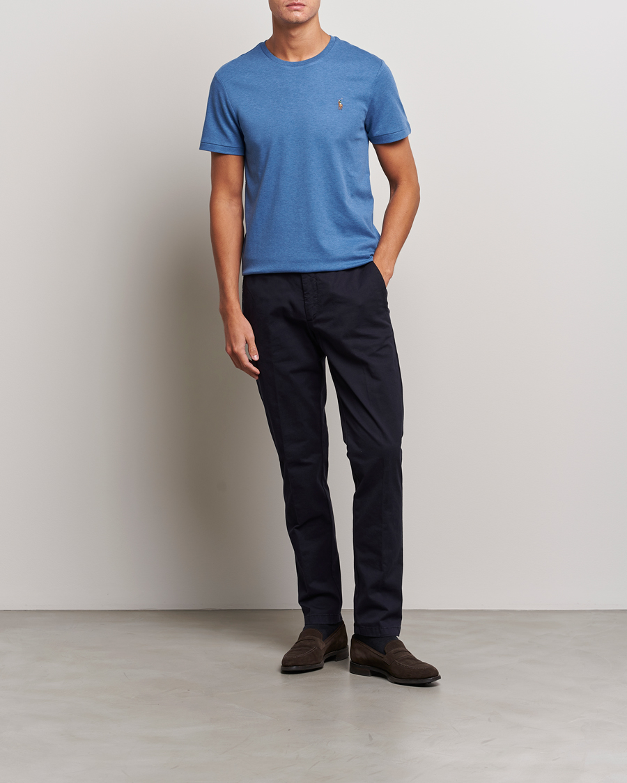 Heren | T-shirts | Polo Ralph Lauren | Luxury Pima Cotton Crew Neck T-Shirt Fog Blue Heather