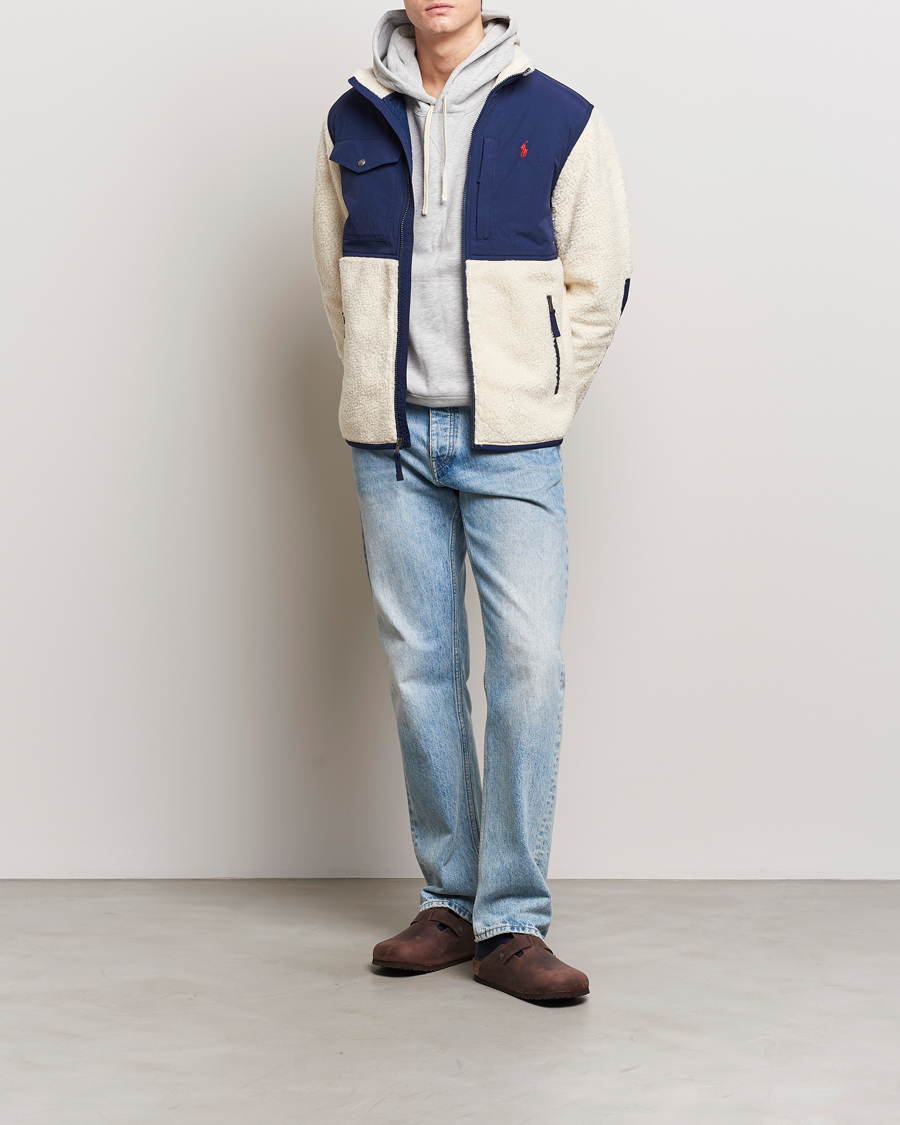 Heren | Truien | Polo Ralph Lauren | Bonded Sherpa Full Zip Sweater Cream/Newport Navy