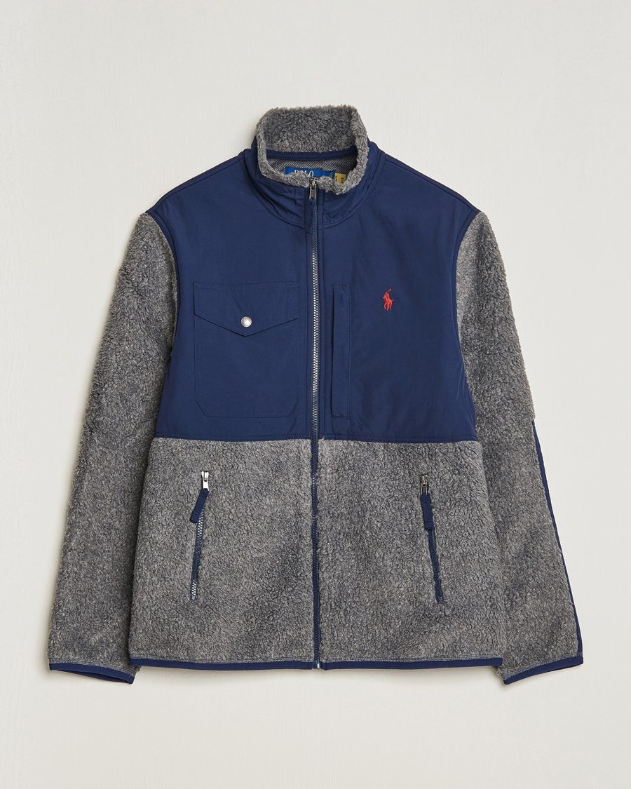 Heren | Truien | Polo Ralph Lauren | Bonded Sherpa Full Zip Sweater Grey/Newport Navy