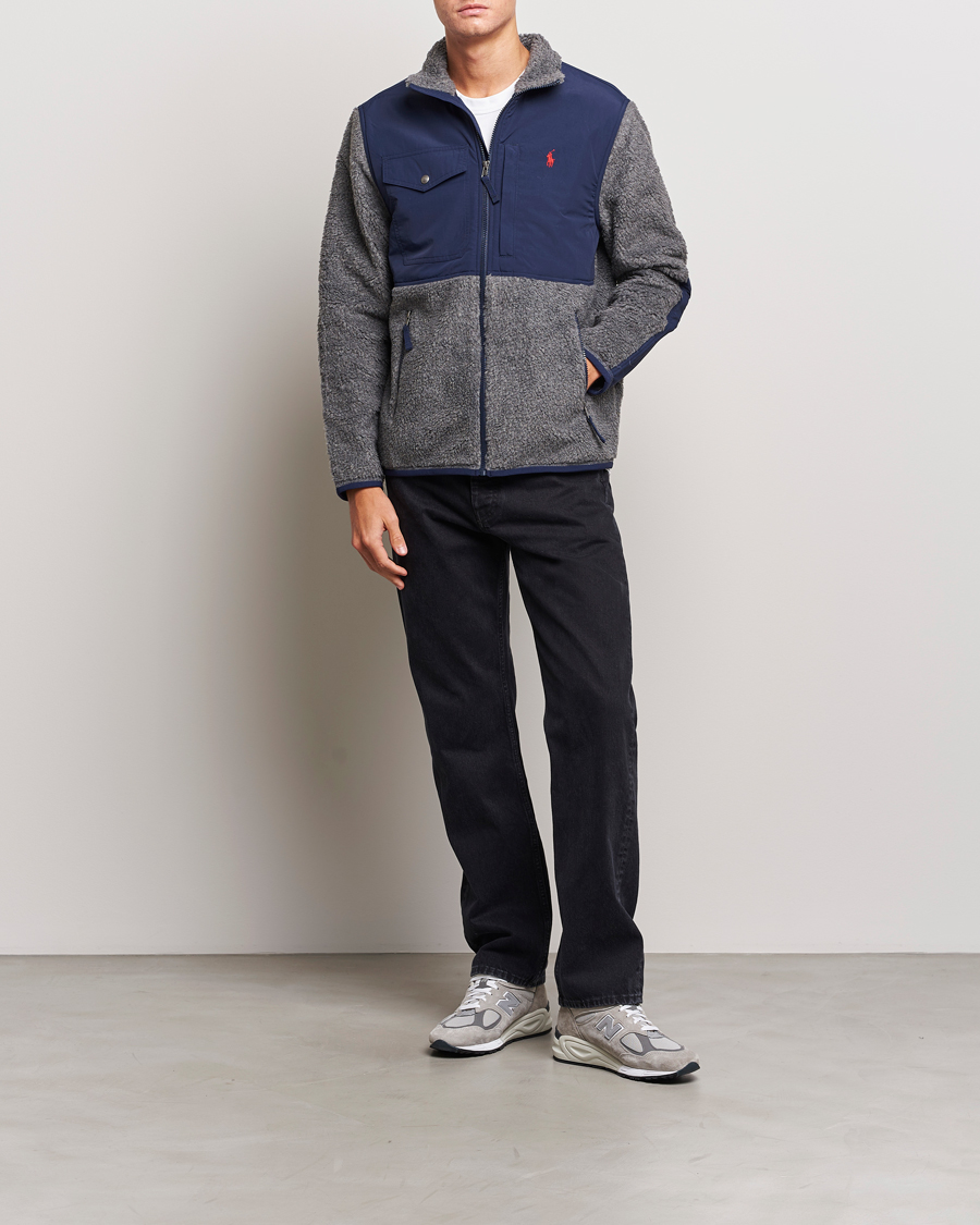 Heren | Truien | Polo Ralph Lauren | Bonded Sherpa Full Zip Sweater Grey/Newport Navy