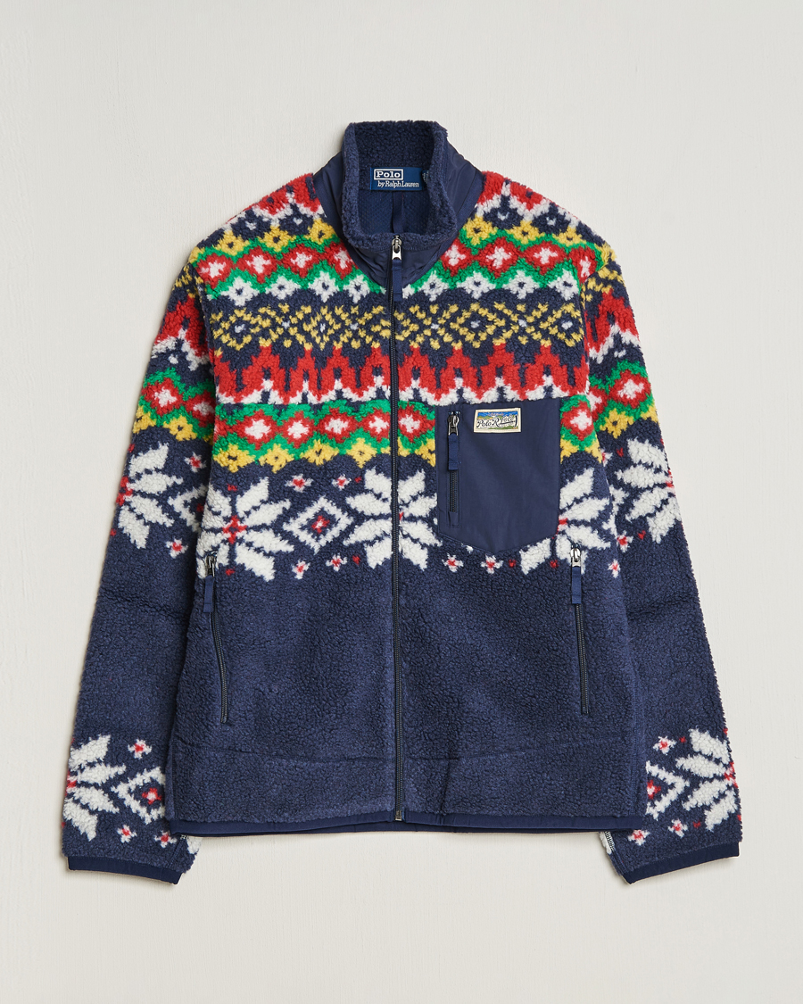 Heren | Truien | Polo Ralph Lauren | Bonded Hi-Pile Snowflake Fairisle Full Zip Navy